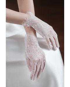 Lace-Trimmed Sheer Gloves for Formal Evening Gowns