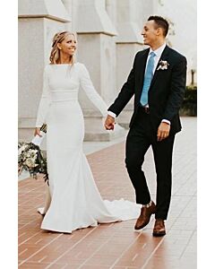 Long-Sleeve High-Neck Mermaid Gown with Long Train for Formal Events