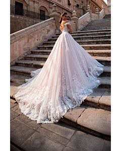 Off Shoulder  Ball Gown with Long Train for Formal Events