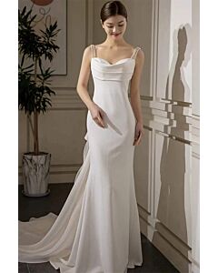 White Pearl-Strap Sweetheart Sheath Gown – Perfect for Weddings and Elegant Occasions