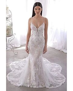 Lace Spaghetti Strap Mermaid Gown with Long Train for Formal Events