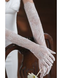 Lace Embroidered Evening Gloves for Formal Events