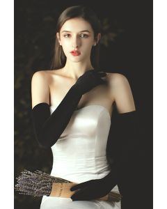 Elegant Long Velvet Gloves for Formal Evening Gowns
