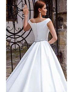 Boat Neck Ball Gown with Long Train for Formal Events