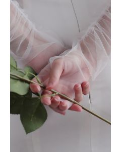Sheer Ruched Bridal Gloves for Wedding Gowns