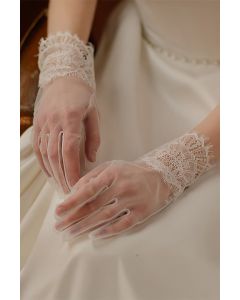 Lace-Trimmed  Gloves for Formal Evening Gowns