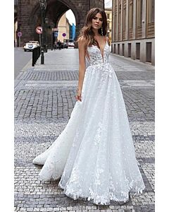 Lace V Ball Gown with Long Train  Formal Events