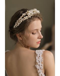 Elegant Pearl-Encrusted Headband for Bridal Events