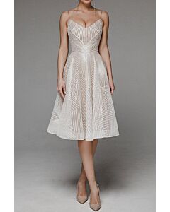 Spaghetti Strap Sweetheart A-Line Sequin Midi Dress