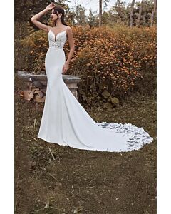 Lace Strap Mermaid Gown with Long Train for Formal Events