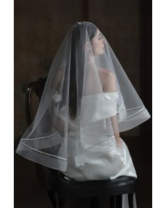 Two-Tier Tulle Veil with Ribbon Edge for Bridal Events