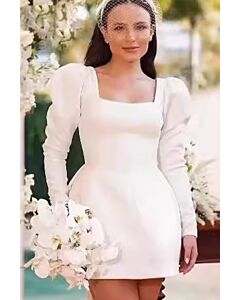 Square Neck Puff Sleeve Short Dress for Formal Events