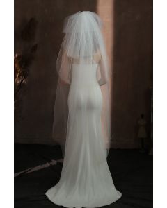 Two-Tier Tulle Veil with Long Train for Bridal Events