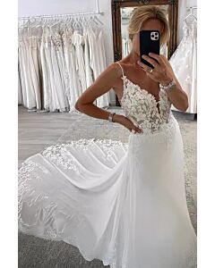 Spaghetti Strap Wedding Gown with Long Train