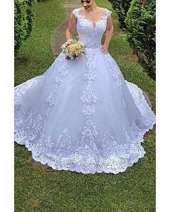 Lace V-Neck Ball  with Long Train for Formal Events