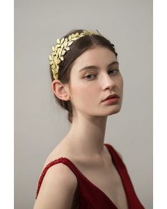 Golden Leaf Headband for Formal Events