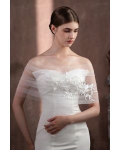 Elegant Floral Tulle Bridal Wrap for Formal Wedding  Shawl