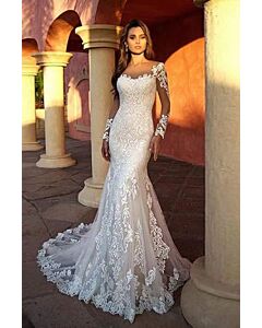  Lace Mermaid Gown with Long Train for Formal Events