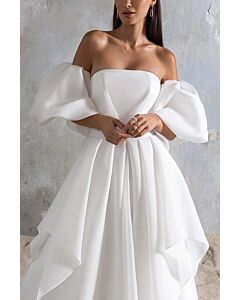 Off-the-Shoulder Puff Ball Gown with Long Train for Formal Events