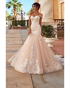 Lace Off-the-Shoulder Mermaid Gown with Long Train for Formal