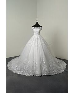 Off-the-Shoulder Ball Gown with Long Train for Formal Events