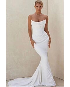 Strapless Mermaid Gown with Long Train for Evening Events