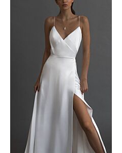Elegant Satin Wrap Slit Dress