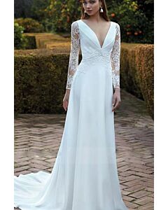 Lace Long Sleeve Neck Mermaid Gown with Long Train for Formal Events