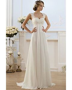 Lace Sweetheart Neckline Empire Waist Long Gown with Train for Evening Events
