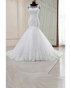 Lace Illusion Neck Mermaid Gown with Long for Formal Events