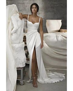 Strapless Sweetheart Neckline Gown with High Slit and Long Train for Formal Events