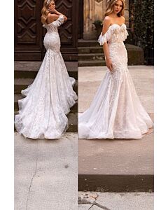 Off Shoulder Lace Mermaid  with Long Train for Formal Events