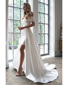 Off-the-Shoulder High-Low Gown with Long Train for Formal Events
