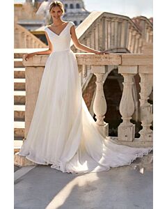 V-Neck Sleeveless A-Line Gown with Long Train for Formal Events