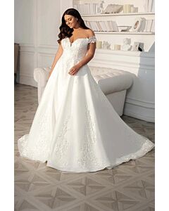 Off Shoulder Lace Bodice Ball Gown with Long  for Formal Events