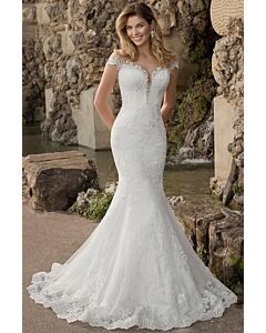 Illusion Neckline Mermaid Gown with Long Train for Formal Events
