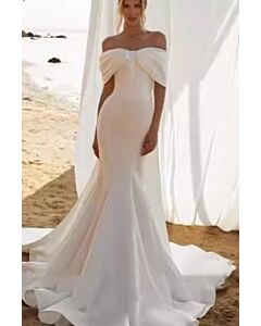 Off-the  Mermaid Gown with Long Train for Formal Events