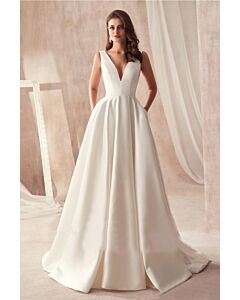 Deep V-Neck  Ball Gown with Long Train for Formal Events
