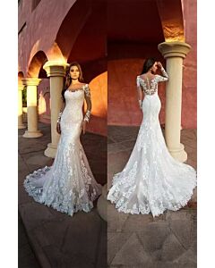 Lace Illusion Off-the-Shoulder Mermaid Gown with Long Train for Formal Events