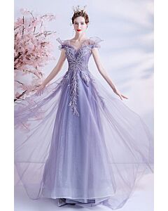 Enchanted Lilac Fairy Gown – Glitter Tulle & Ethereal Embellishments