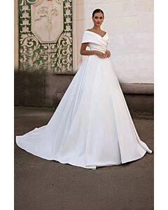 One-Shoulder Satin Ball Gown with Long Train for Formal Events