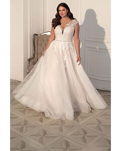 V-Neck Ball Gown with Long Train for Events