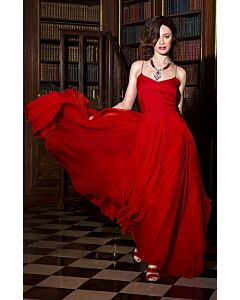 Olga Kurylenko Inspired Red Spaghetti Strap A Line Celebrity Dress James Bond Style