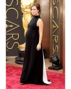Olivia Wilde Black and White Maternity Formal Dress Oscars 2014