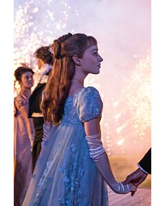 Phoebe Dynevor Daphne Bridgerton Blue Lace Dress in TV Show "Bridgerton"