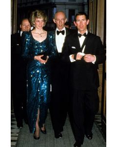 Princess Diana Inspired Teal Blue Sequin Formal Evening Dress