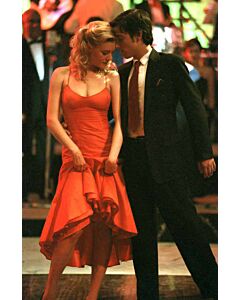 Vibrant Dance – Romola Garai Orange Satin Dress 