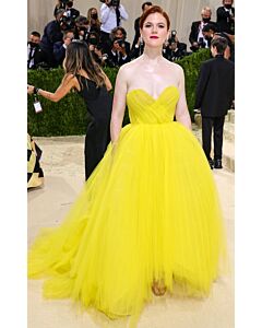 Rose Leslie Inspired Yellow Strapless Ball Gown Celebrity Dress Met Gala 2021