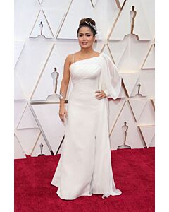 Salma Hayek Inspired White Chiffon Evening Formal Celebrity Dress Oscars 2020