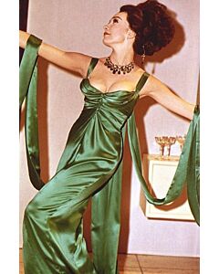 Shirley MacLaine Inspired Emerald Green Satin Dress Movie "What a Way to Go" Costume